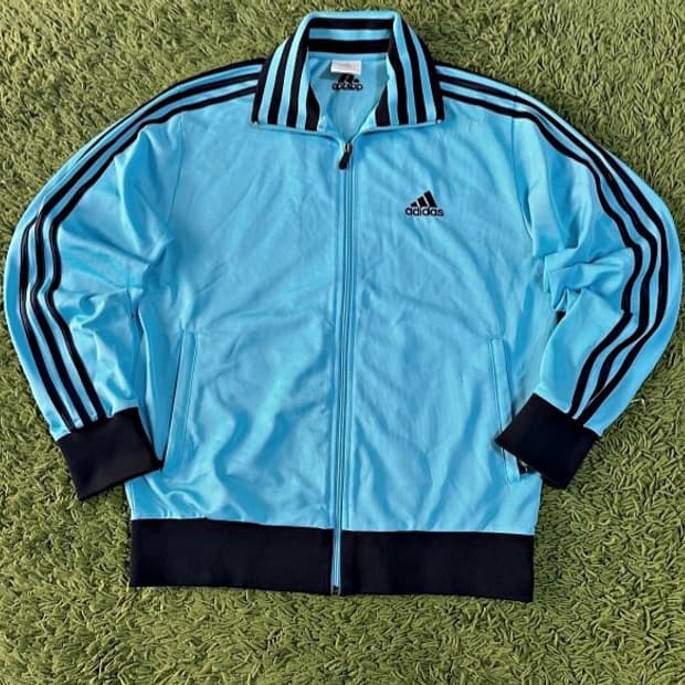 아디다스 스카이블루 블랙 트랙탑 져지집업 95/M
