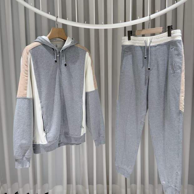 (S급/L,M) / 브루넬로쿠치넬리 트레이닝 코튼 후드집업 팬츠 셋업 그