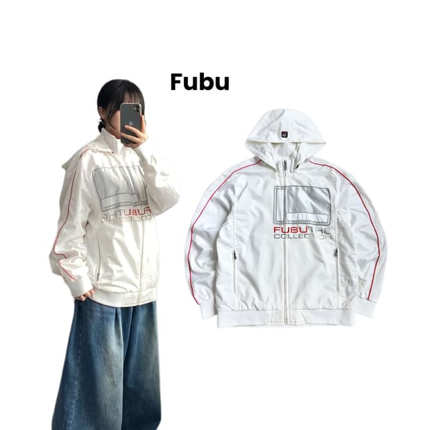 FUBU 후부 올드스쿨 후드 바람막이 자켓 화이트