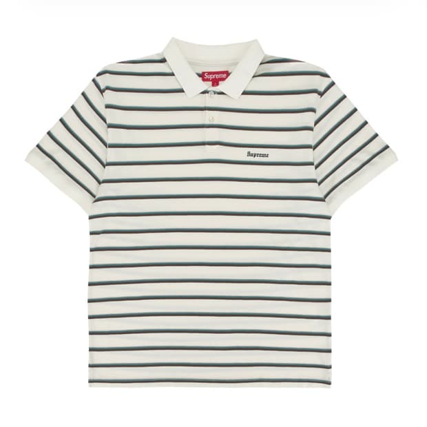 슈프림 워시드 스트라이프 폴로 화이트 M