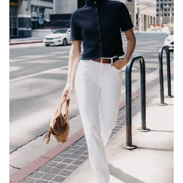 자라 반소매 니트 재킷 네이비