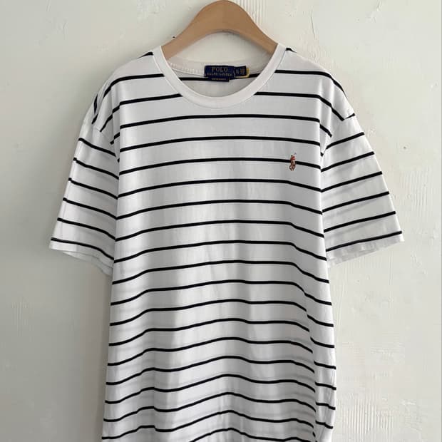 Polo 폴로 랄프로렌 QR신형 네이비 단가라 멀티포니 티셔츠