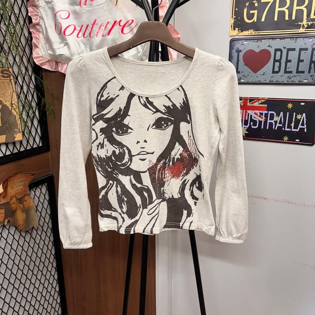 Anime ivory long sleeve T