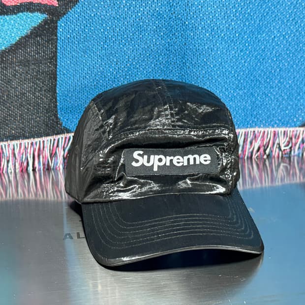 슈프림 글로스  립스탑 캠프캡 블랙 -23fw