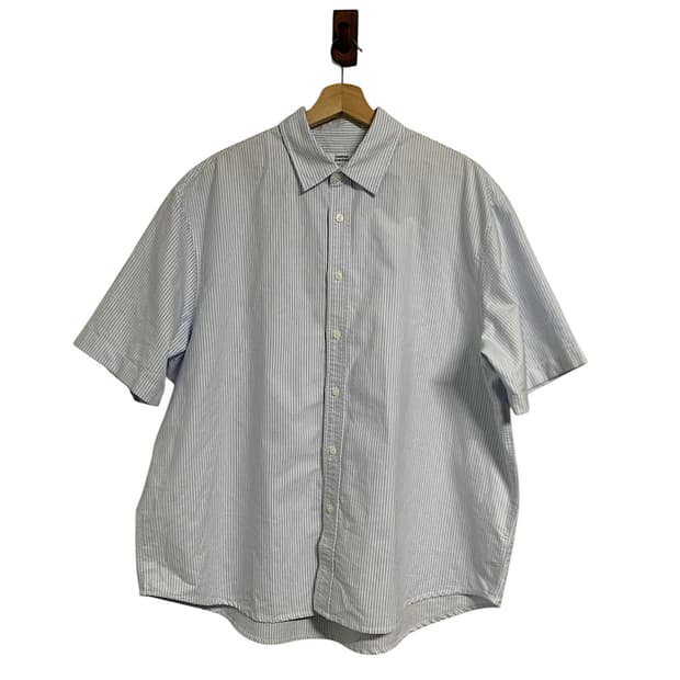무신사 스탠다드 오버핏 옥스포드 스트라이프 반팔 셔츠 L