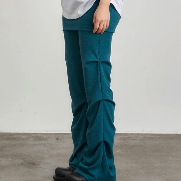 Shirring Skirt Leggings Blue Green