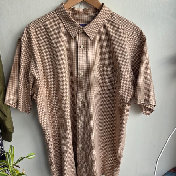 PATAGONIA ORGANIC COTTON / 브라운 깅엄체크 반팔셔츠