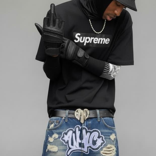 ( 레어) 슈프림 x 넘버 나인 25FW 램스킨  퍽유 글러브