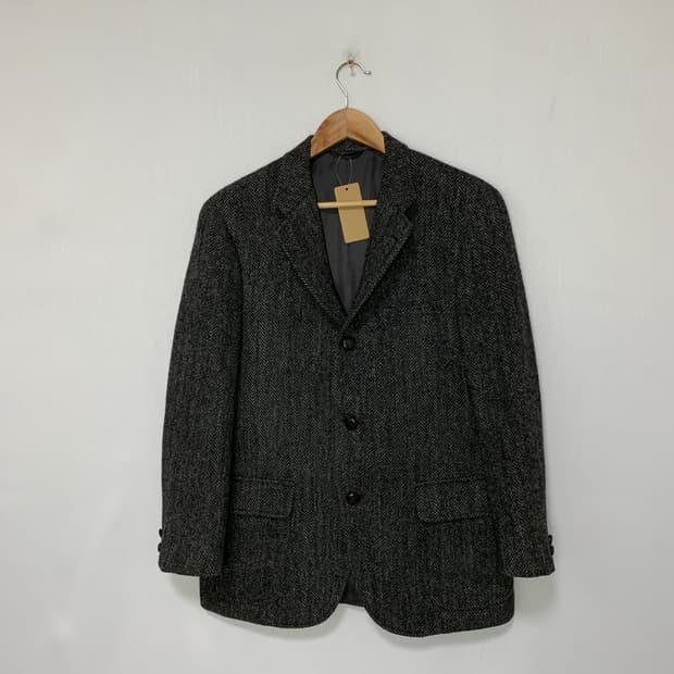 해리스 트위드 빈티지 헤링본 블레이저 울 자켓 남성 남녀공용