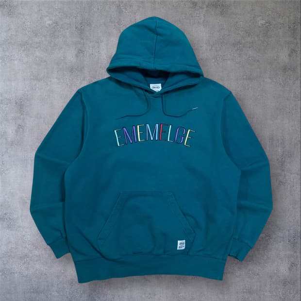 Mmlg 스펠아웃 로고 청록 후드티