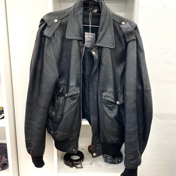 80s 프랑스 플라이트 레더 재킷