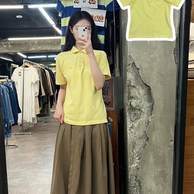 버버리 반팔 카라티 옐로우 S #csz3841