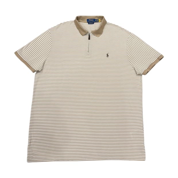 폴로 랄프로렌 QR 커스텀 슬림핏 스트레치 스트라이프 하프 PK 카라티