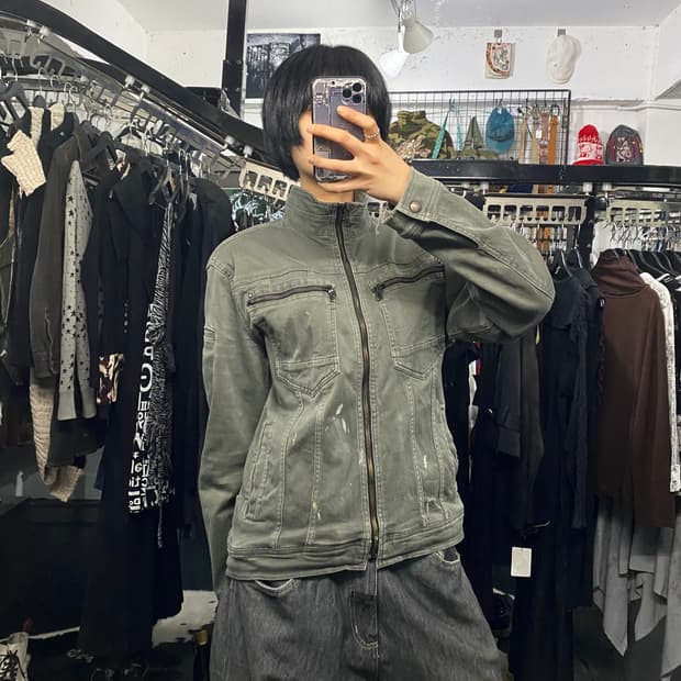 Scot.inc y2k 지퍼 디테일 하프넥 자켓