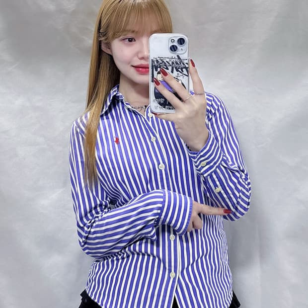 폴로 랄프로렌 딱붙핏 포니 스트라이프 셔츠 