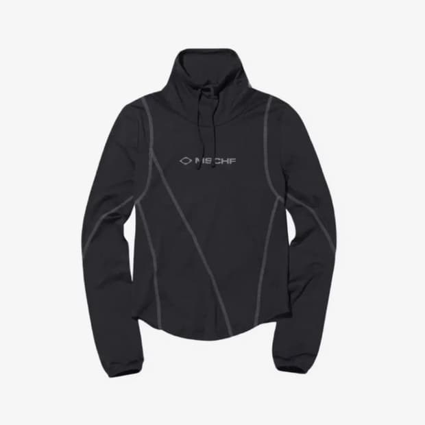 미스치프 드레이프 터틀넥 탑 블랙 