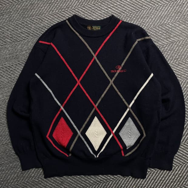 Paolo Gucci 아카이브 아가일 패턴 크롭 니트o 6155