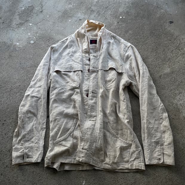 (Unknown)collar scarf linen jacket