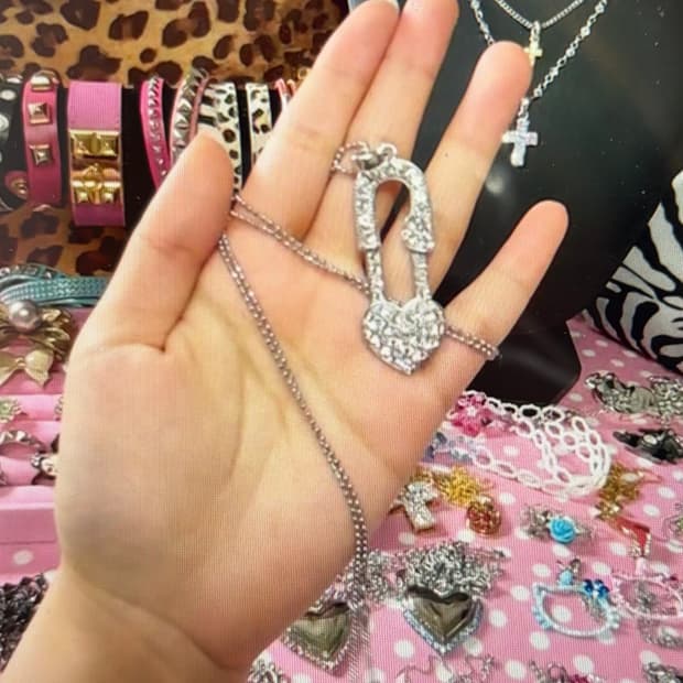 빈티지 갸루 하트 클립 목걸이