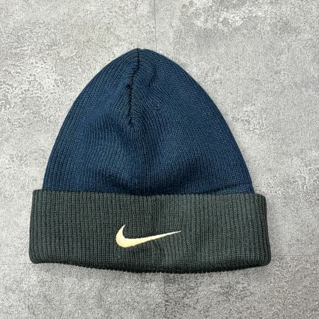 90s 나이키 비니 네이비/블랙 스우시 로고