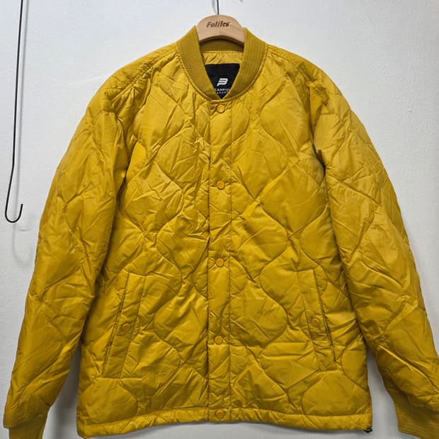 빈폴 스포츠 퀼팅 패딩 점퍼 옐로우 봄버 스타일