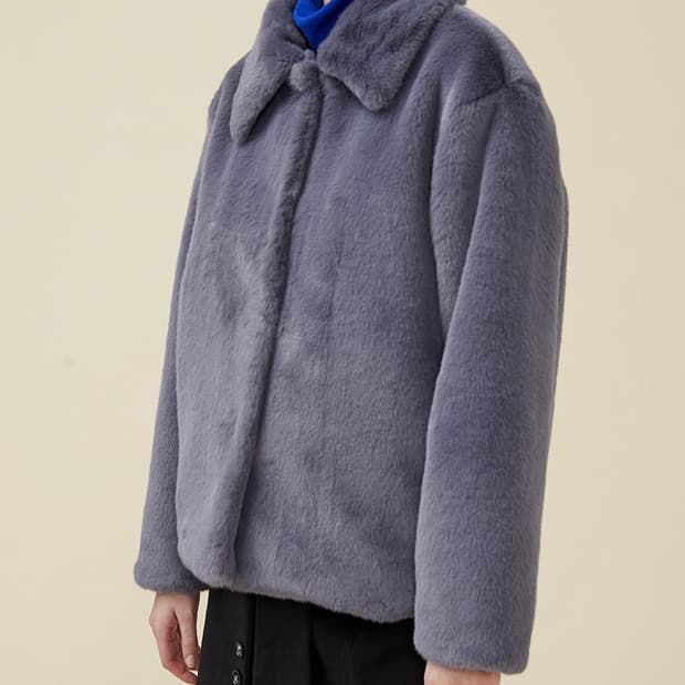 딥블루 카라 퍼자켓