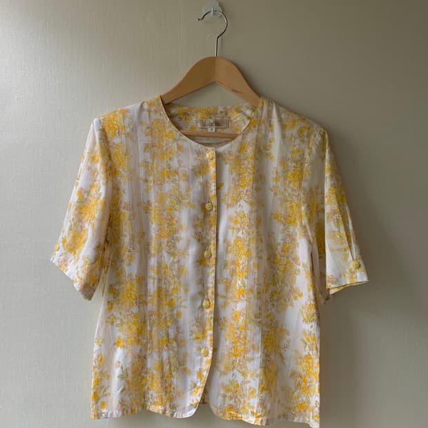 {Lalache} yellow floral vintage blouse
