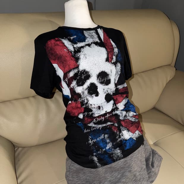 union jack & skull printing top