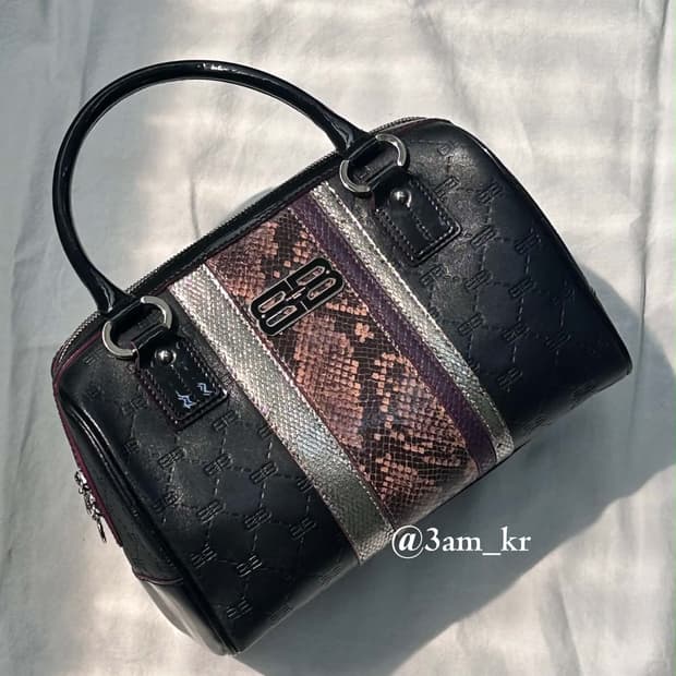 Balenciaga BB Monogram Python Boston Bag