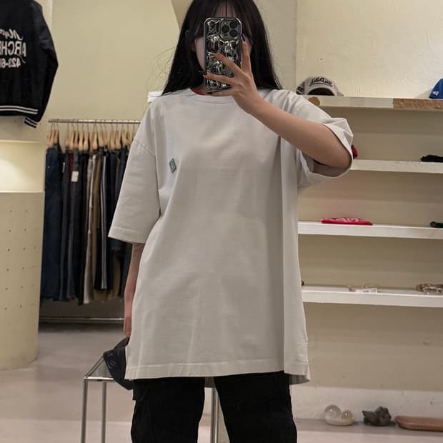 솔리드옴므 백 로고 프린트 반팔 티셔츠 U1663