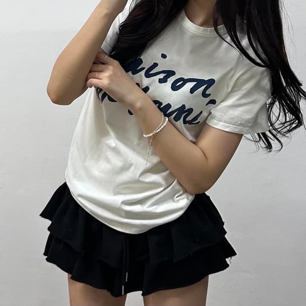 메종키츠네 레터링 화이트 반팔 티셔츠(XS)