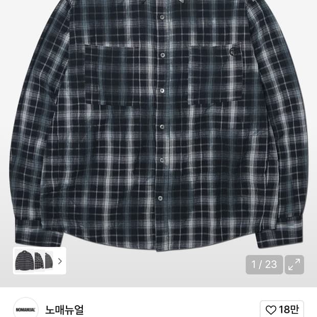 노매뉴얼 O.D 체크 셔츠 블랙