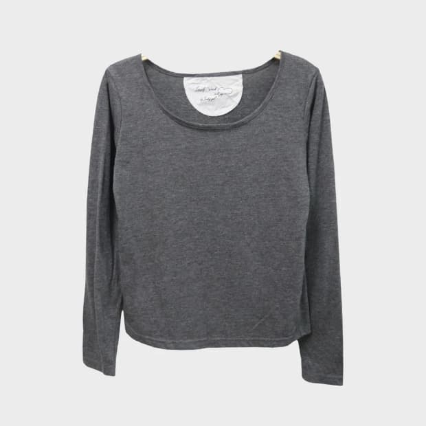 JOKY GAL 차콜 유넥 긴팔 티셔츠 61396