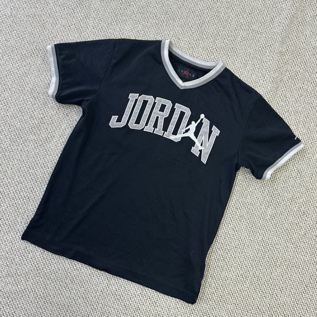 M 조던 주니어 블랙 메쉬 농구 티셔츠 0409D