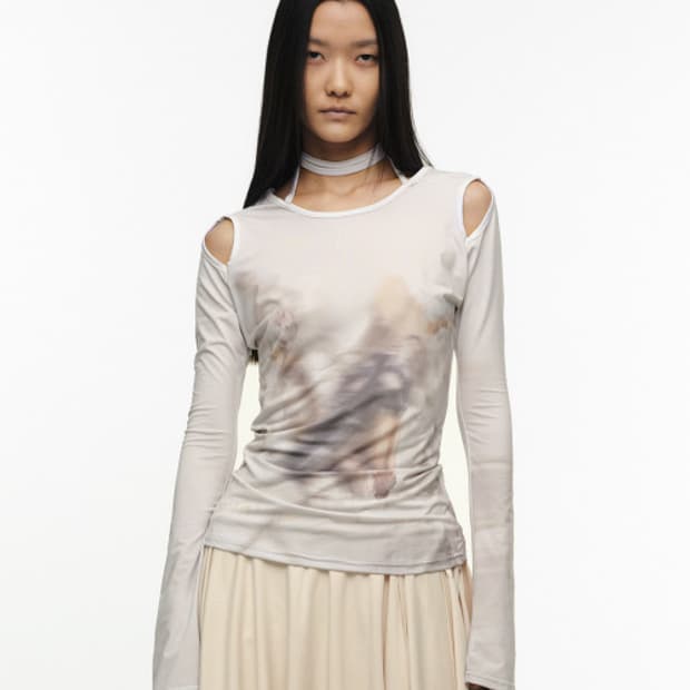 [0] 나체 컷아웃 슬림 핏 롱슬리브 크림