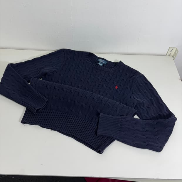 우먼S-M 폴로 랄프로렌 네이비 꽈배기니트