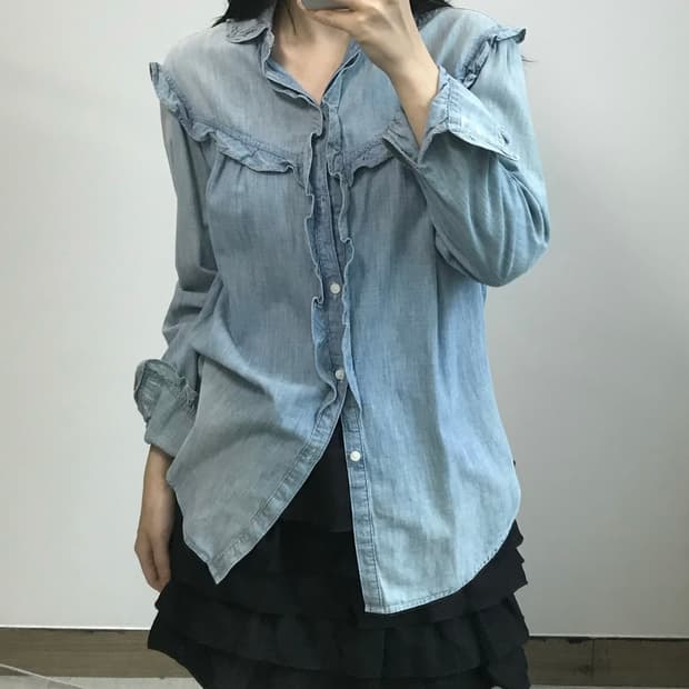 폴로 랄프로렌 신형 프릴 데님 셔츠