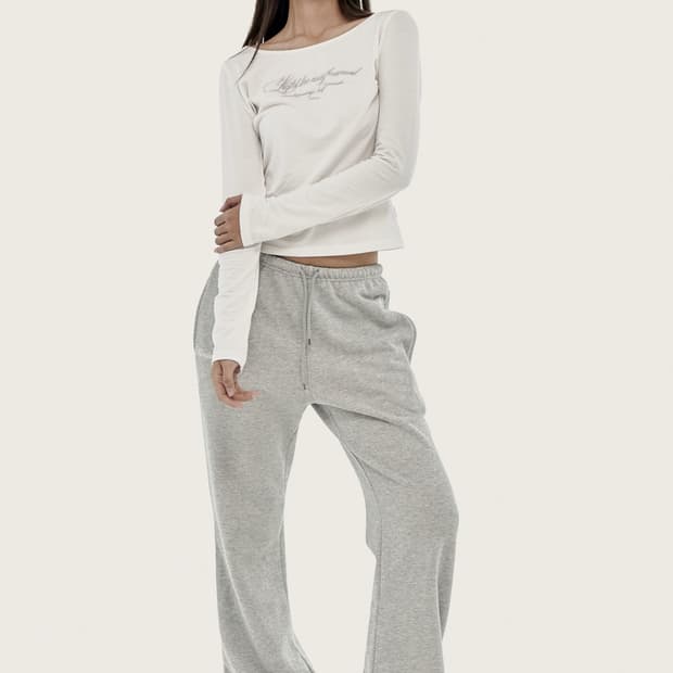 클리시어 베이직 로고 스트링 투웨이 팬츠 그레이