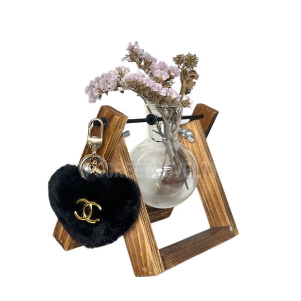 넬 하트 폼폼이 키링 블랙