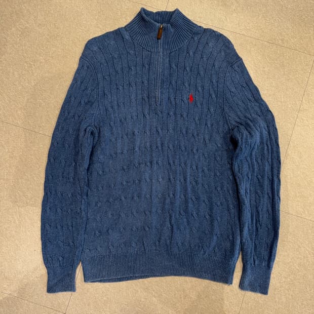 폴로 케이블 반집업 니트