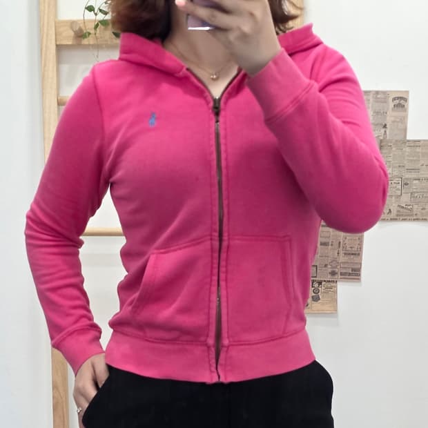 [프립]M(8-10)/딱붙핏 폴로 랄프로렌 후드집업 핑크
