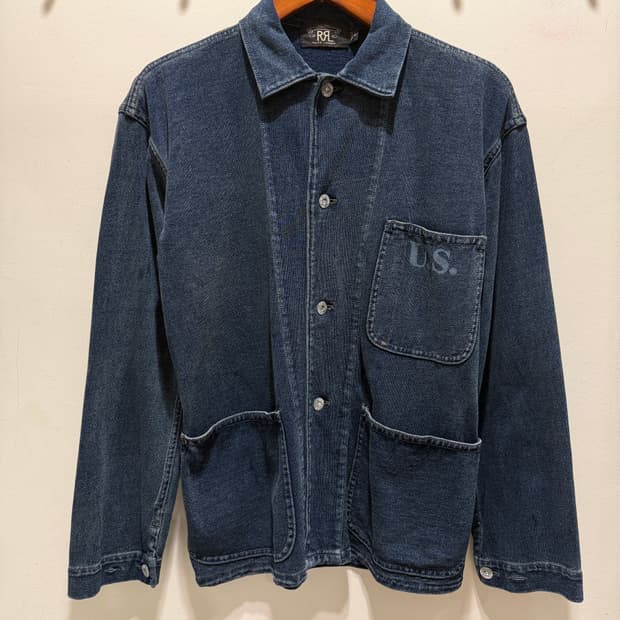 rrl 더블알엘 워시드 인디고 저지 자켓 XS