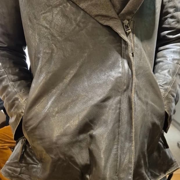 릭오웬스 레더 후드 자켓