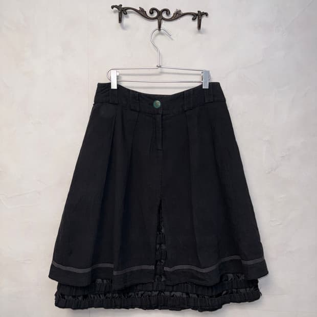 Black lace layered slit midi skirt