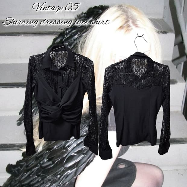 Vintage 05 Shirring dressing lace shirt