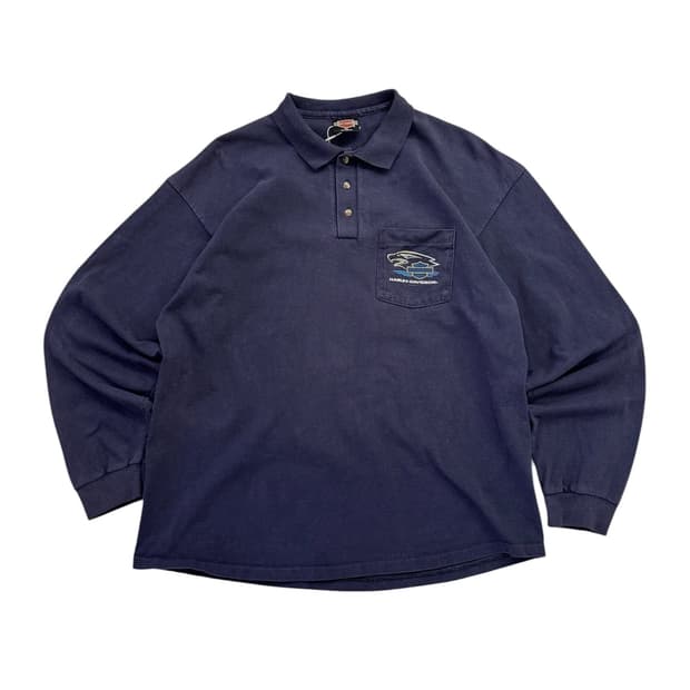 90s 할리데이비슨 이글 코튼 카라티셔츠