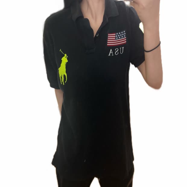 폴로 빅포니 성조기 USA 네온 블랙 카라티 PK 