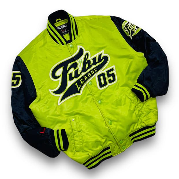 푸부 00s 올드스쿨 힙합 그린 바시티 자켓