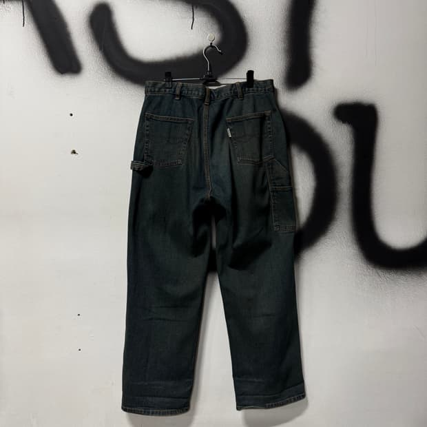 VTG 빈티지 샌드워싱 카펜터 워크 와이드 데님 팬츠
