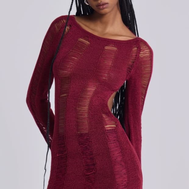 Jaded London Burgundy Umbra Mini Dress